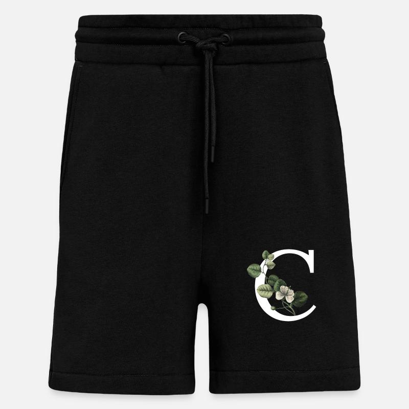 lettre c botanique vert - Short bio décontracté fabriqué en UE - SOLID BLACK