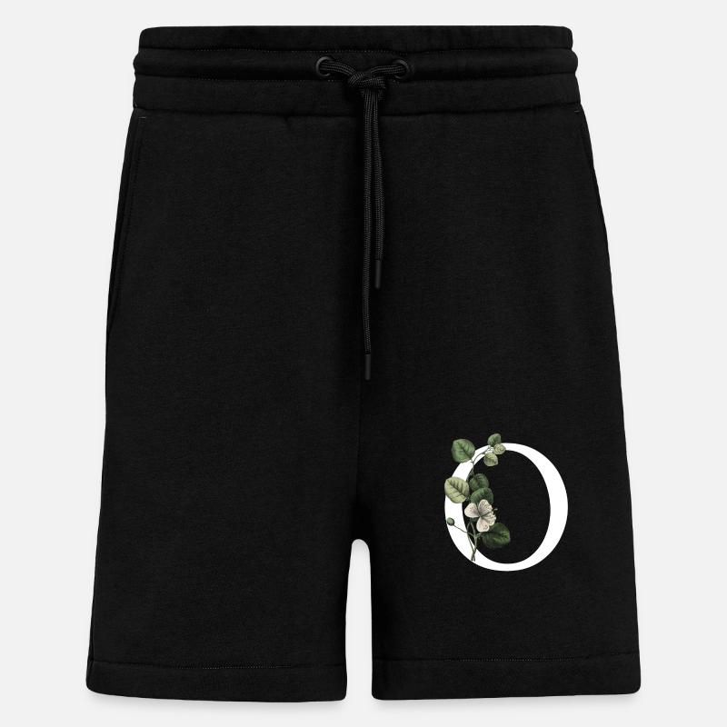 lettre o botanique vert - Short bio décontracté fabriqué en UE - SOLID BLACK