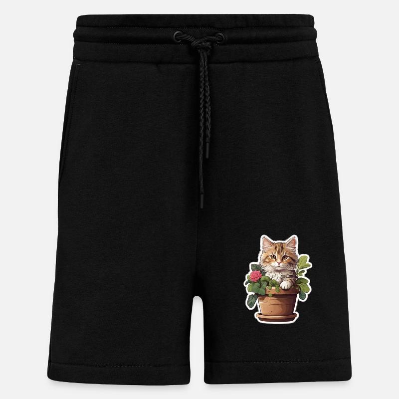 Süße Katze Blume - Shorts - made by SPREAD - SOLID BLACK