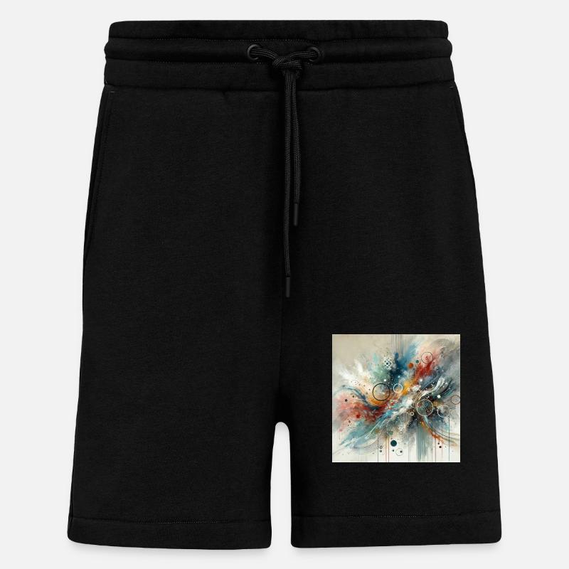 Flux dynamique - Peinture abstraite - Short bio décontracté fabriqué en UE - SOLID BLACK