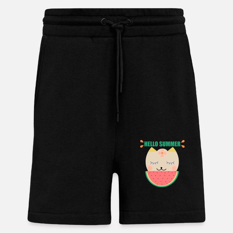 Sommer Katze und Wassermelone - Shorts - made by SPREAD - SOLID BLACK