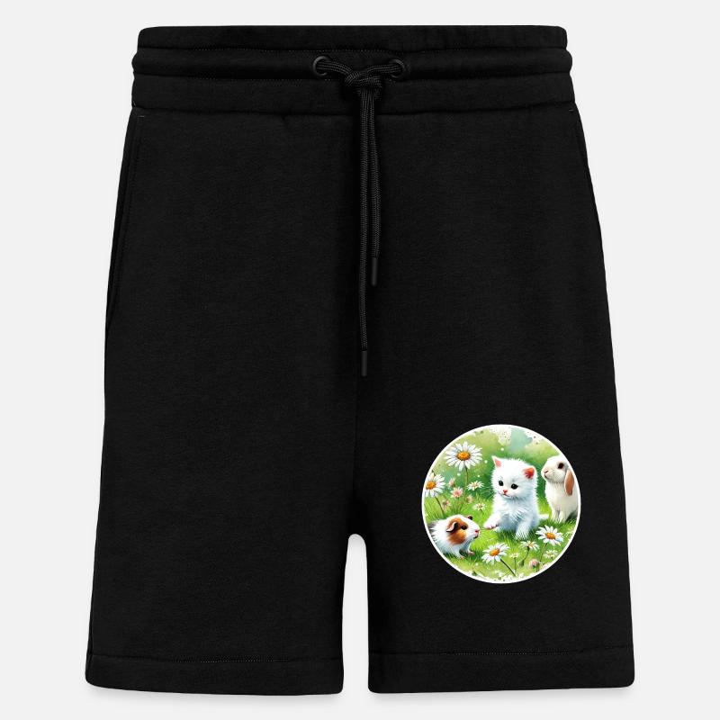 Cochons d’Inde, lapins et chatons - Short bio décontracté fabriqué en UE - SOLID BLACK