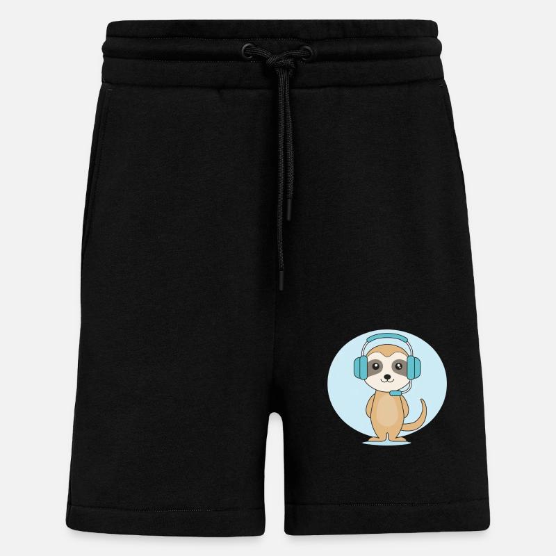 Erdmännchen mit Headset - Shorts - made by SPREAD - SOLID BLACK