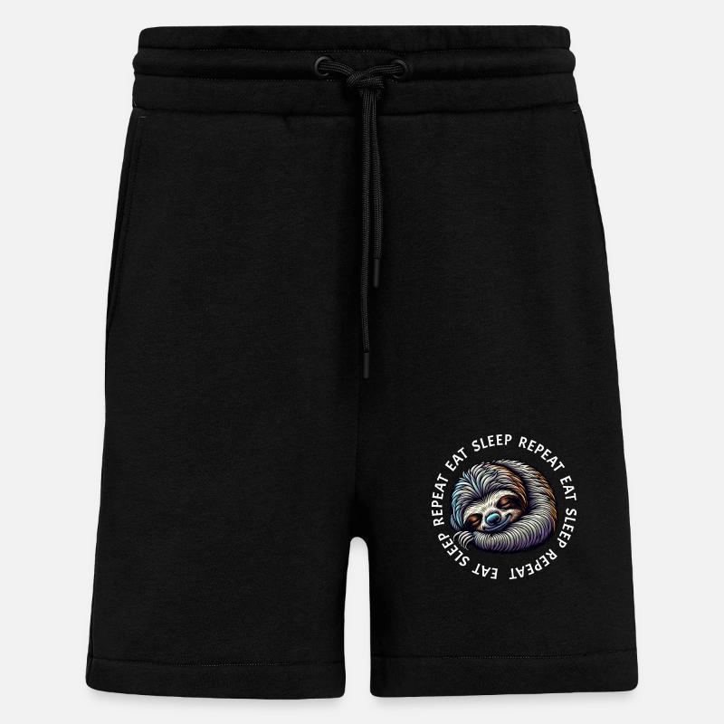 Sloth Eat Sleep Repeat - Shorts - made by SPREAD - SOLID BLACK