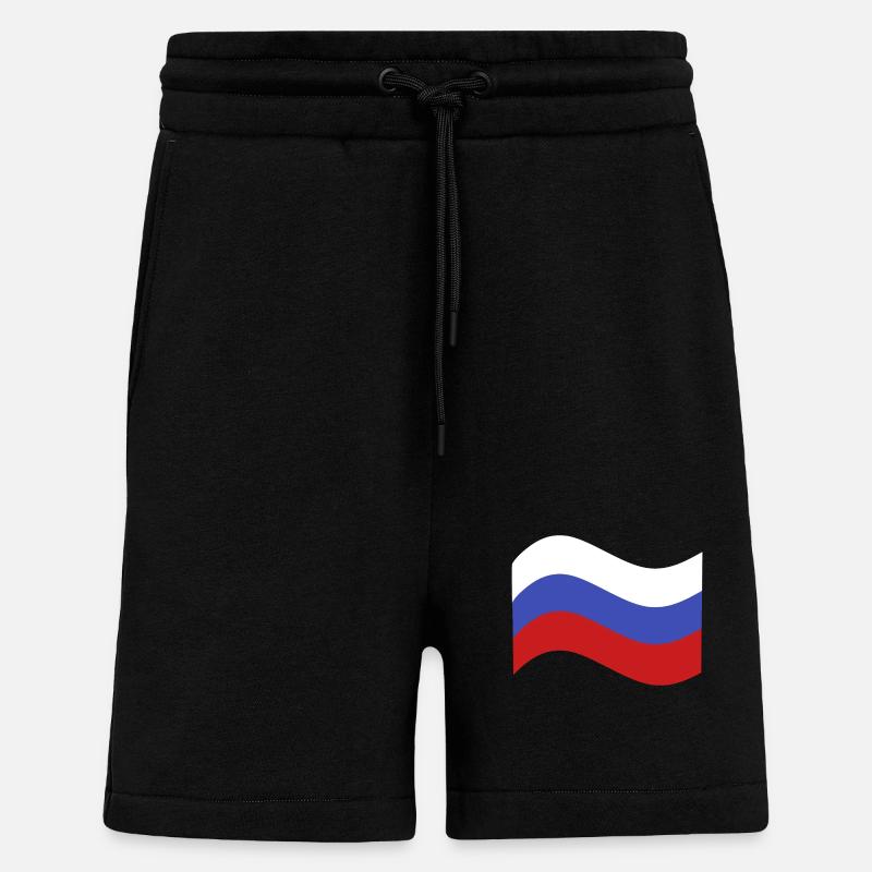Drapeau de la Russie - Short bio décontracté fabriqué en UE - SOLID BLACK