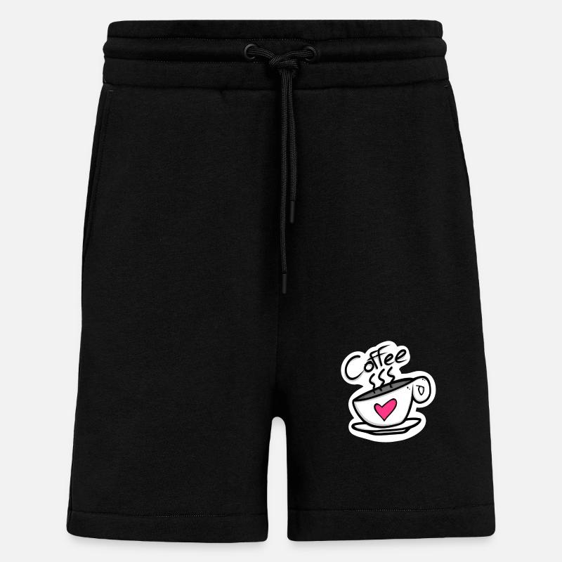 Kaffeeherz – Koffein mit Liebe serviert! - Shorts - made by SPREAD - SOLID BLACK