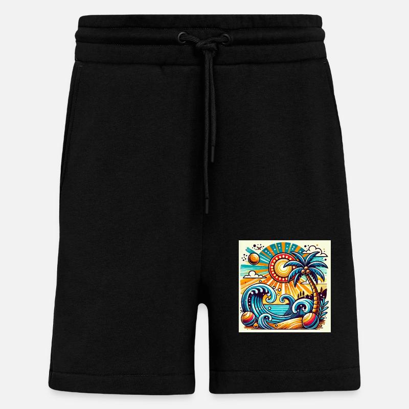 Coucher de soleil tropical - Short bio décontracté fabriqué en UE - SOLID BLACK