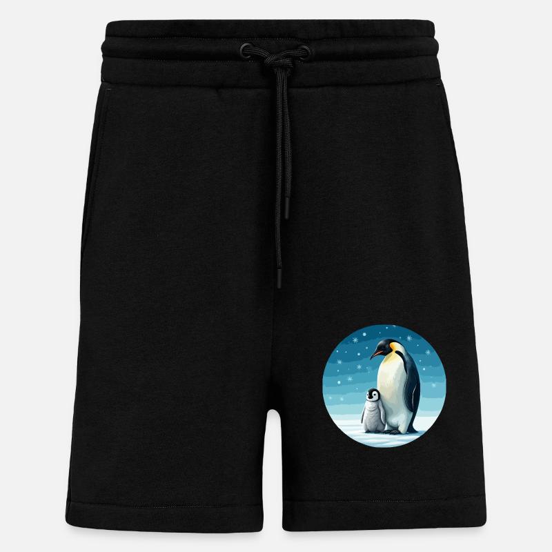 Emperor penguin with child - Shorts - made by SPREAD - SOLID BLACK