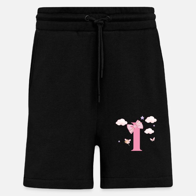 Letter i pink clouds - Shorts - made by SPREAD - SOLID BLACK