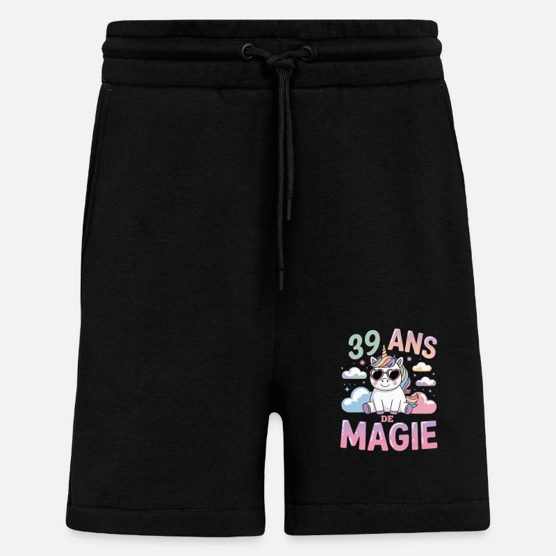39 ans de magie - Short bio décontracté fabriqué en UE - SOLID BLACK
