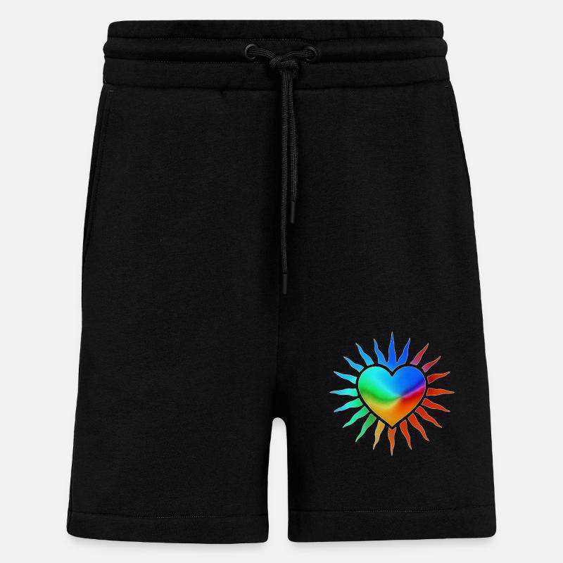 Regenbogenherz mit Sonnenstrahlen - Shorts - made by SPREAD - SOLID BLACK