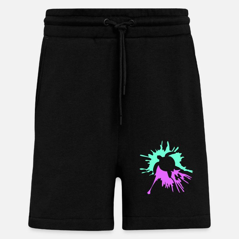 Water turtle paint splash drops - Shorts - made by SPREAD - SOLID BLACK