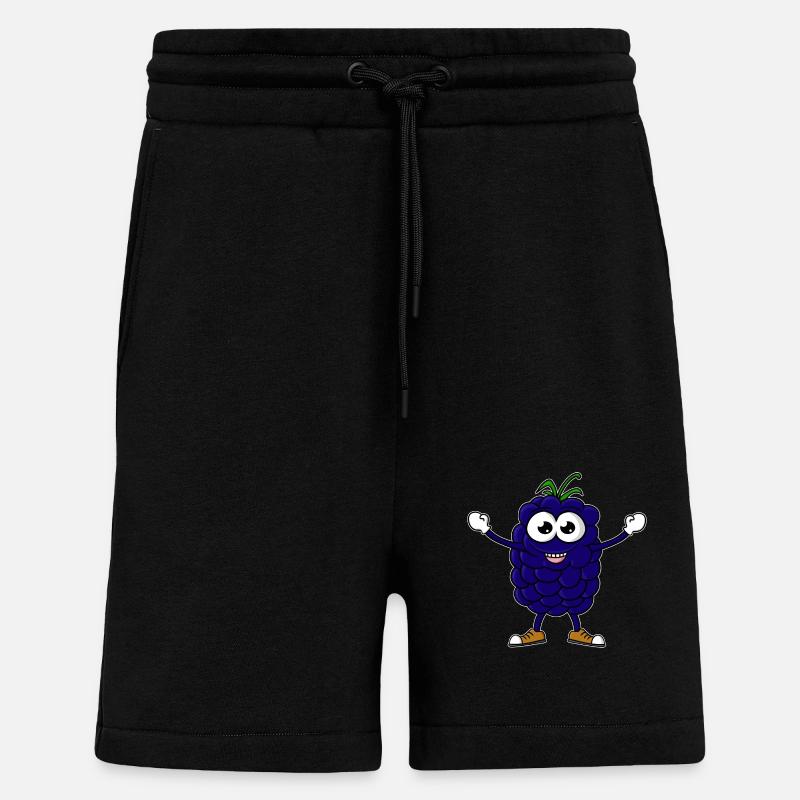 Dessin animé de mûre - Short bio décontracté fabriqué en UE - SOLID BLACK