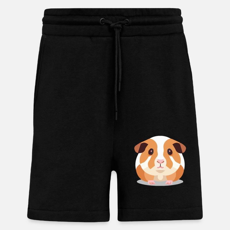 Cochon d’Inde Mignon Marron Blanc - Short bio décontracté fabriqué en UE - SOLID BLACK