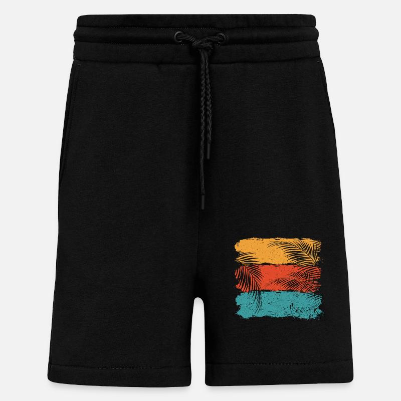 Feuilles de palmier - Short bio décontracté fabriqué en UE - SOLID BLACK