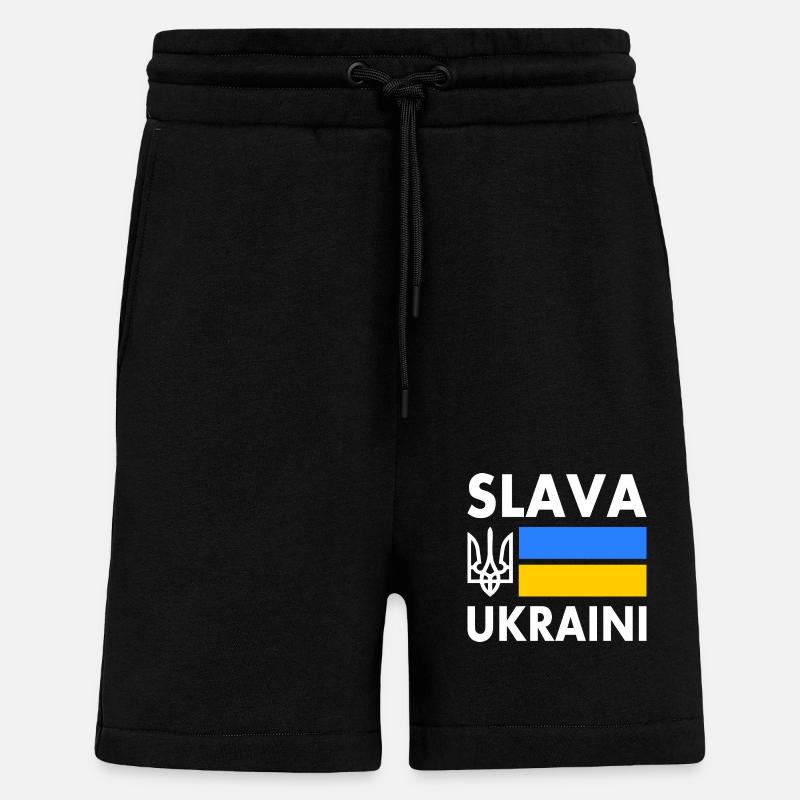 Slava ukraini - Short bio décontracté fabriqué en UE - SOLID BLACK