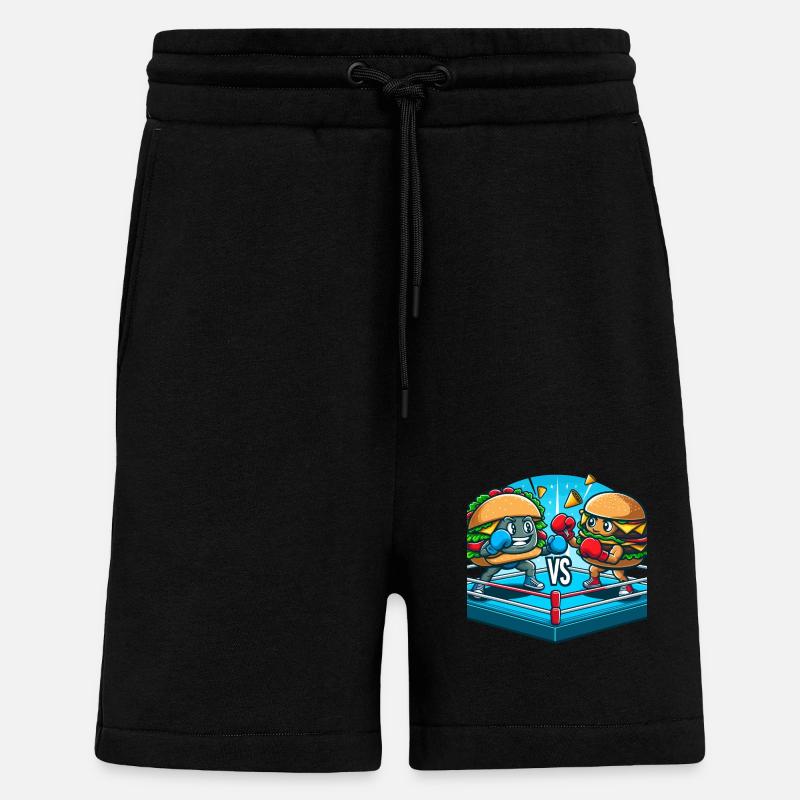 Boxing Hamburger - Shorts - made by SPREAD - SOLID BLACK