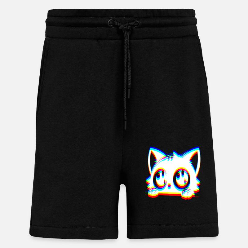 EDM Katze Glitch Style - Shorts - made by SPREAD - SOLID BLACK