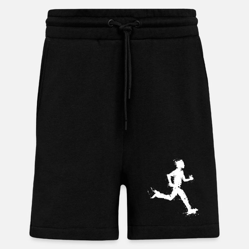 Running man - running man - marathon - Shorts - made by SPREAD - SOLID BLACK