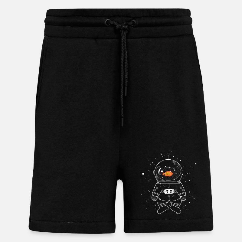 Astronaute avec un poisson rouge - Short bio décontracté fabriqué en UE - SOLID BLACK