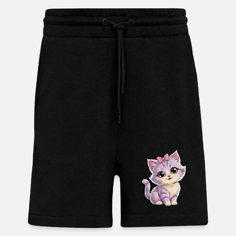 Chaton avec arc - personnalisable - Short bio décontracté fabriqué en UE - SOLID BLACK