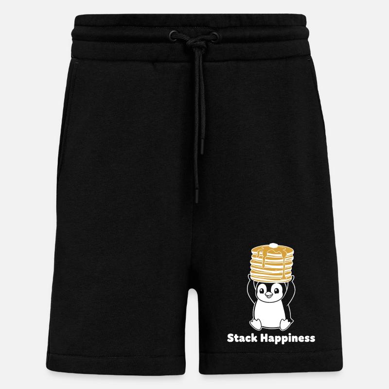Stack Happiness Penguin - Shorts - made by SPREAD - SOLID BLACK