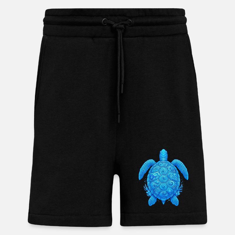 Tortue bleue - Short bio décontracté fabriqué en UE - SOLID BLACK