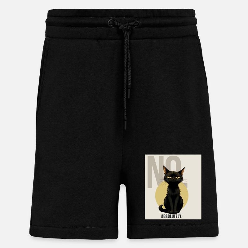 NON. – Sarcastique Chat Noir Design - Short bio décontracté fabriqué en UE - SOLID BLACK