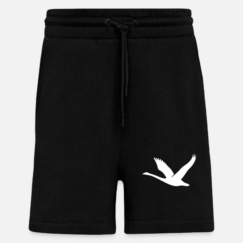Cygne volant avec des ailes - Short bio décontracté fabriqué en UE - SOLID BLACK