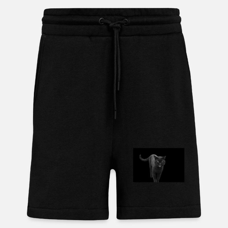 chat noir chat chaton - Short bio décontracté fabriqué en UE - SOLID BLACK