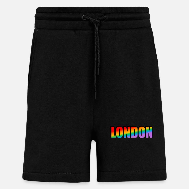 Fierté LGBTQ arc-en-ciel de Londres - Short bio décontracté fabriqué en UE - SOLID BLACK