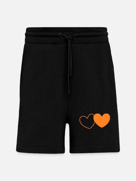 Valentine's Day Heart Orange - Shorts - made by SPREAD - SOLID BLACK