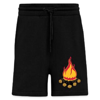feu de camp camping soir nuit camping camper bois - Short bio décontracté fabriqué en UE - SOLID BLACK - Devant