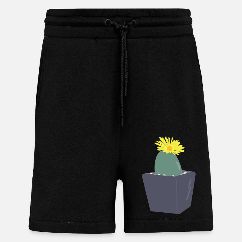 Lithops flower３ - Shorts - made by SPREAD - SOLID BLACK