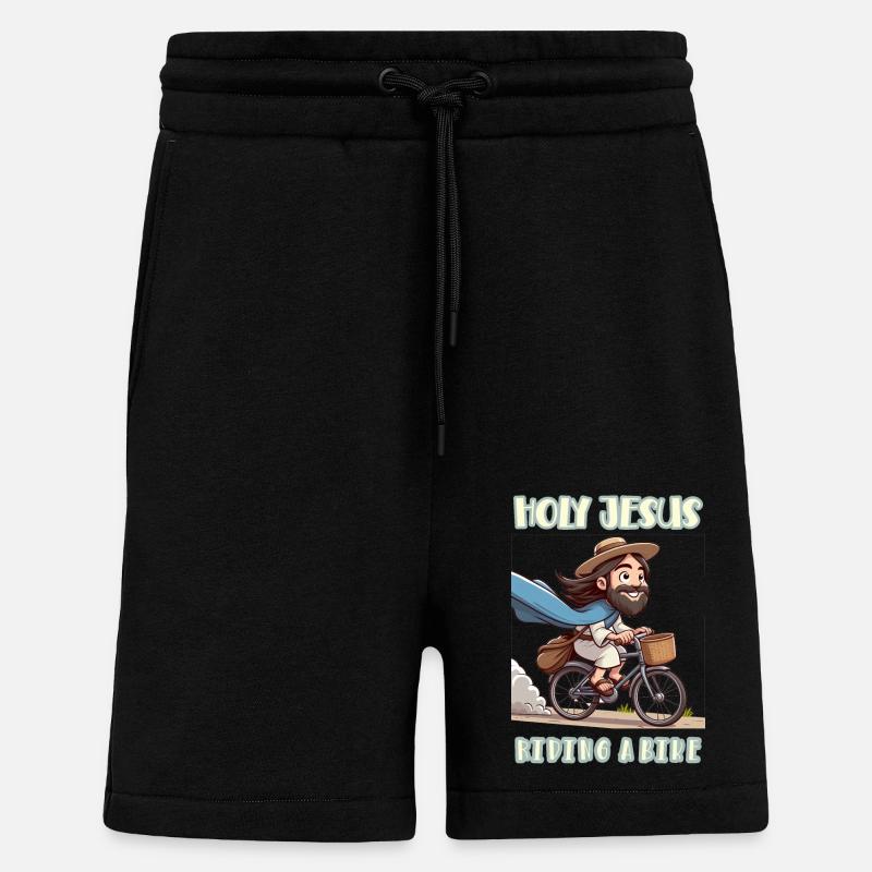 Saint Jésus à vélo - Short bio décontracté fabriqué en UE - SOLID BLACK