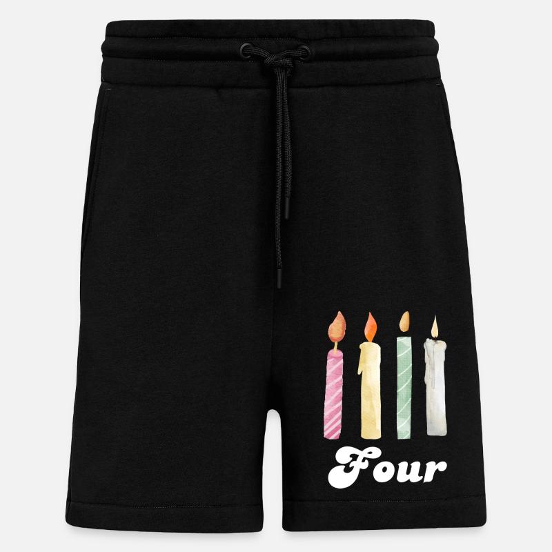 4e anniversaire bougie - Short bio décontracté fabriqué en UE - SOLID BLACK