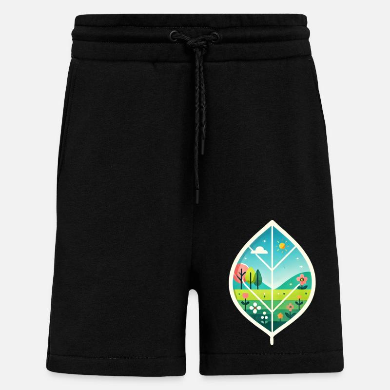Blatt mit Frühlingslandschaft - Shorts - made by SPREAD - SOLID BLACK