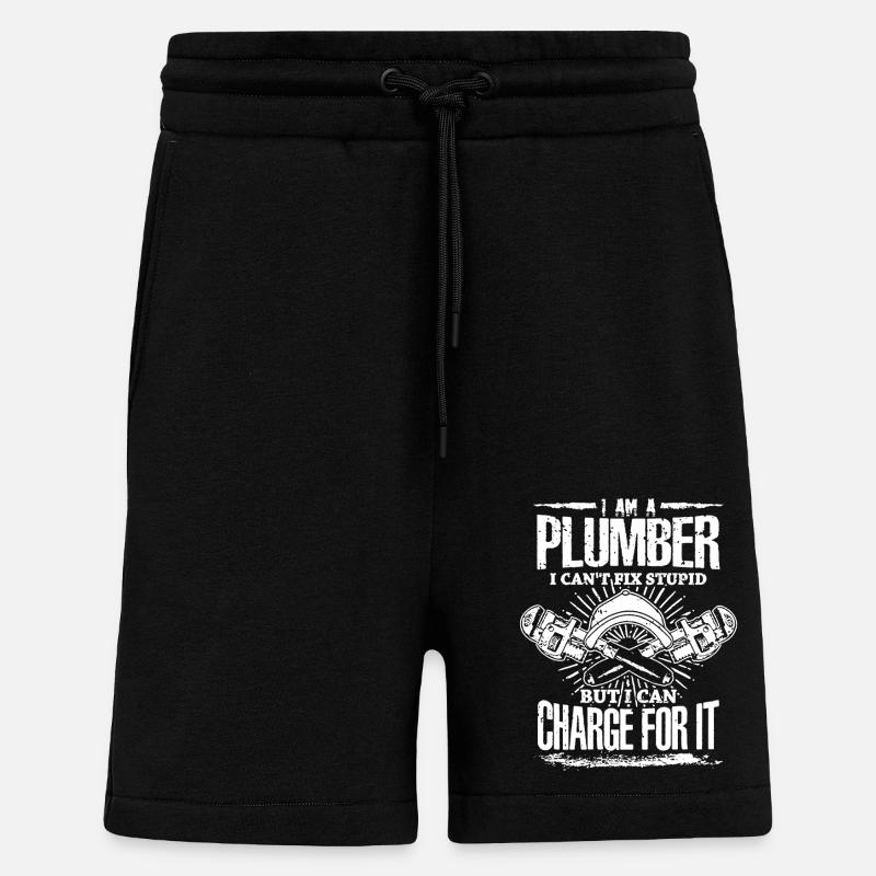 Plumber Can't Fix Stupid - Shorts - made by SPREAD - SOLID BLACK