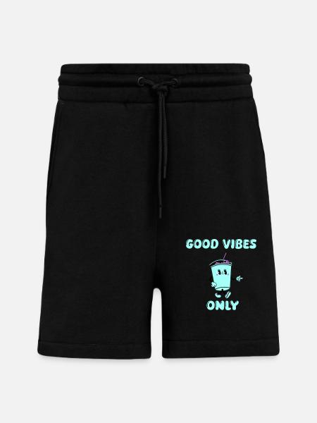 drink cartoon vibes - Shorts - made by SPREAD - SOLID BLACK