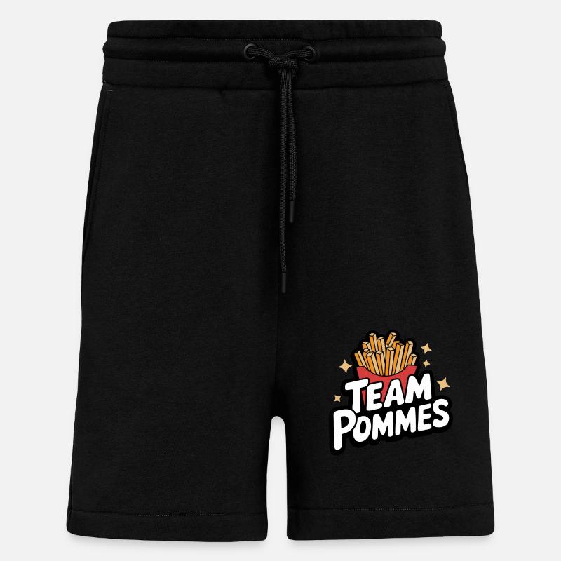 Frites, frites, restauration rapide - Short bio décontracté fabriqué en UE - SOLID BLACK