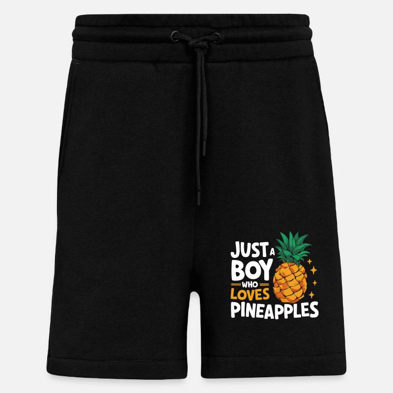 Ananas Fruit tropical hawaïen - Short bio décontracté fabriqué en UE - SOLID BLACK