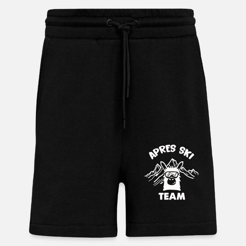équipe d'après ski lama - Short bio décontracté fabriqué en UE - SOLID BLACK