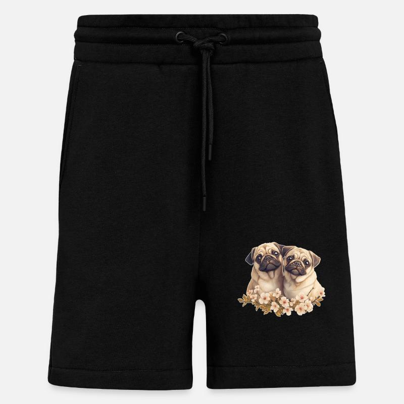 Pug pair pug - Shorts - made by SPREAD - SOLID BLACK