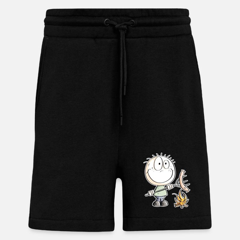 Lustiges Wurst Grillen Strichmännchen - Shorts - made by SPREAD - SOLID BLACK