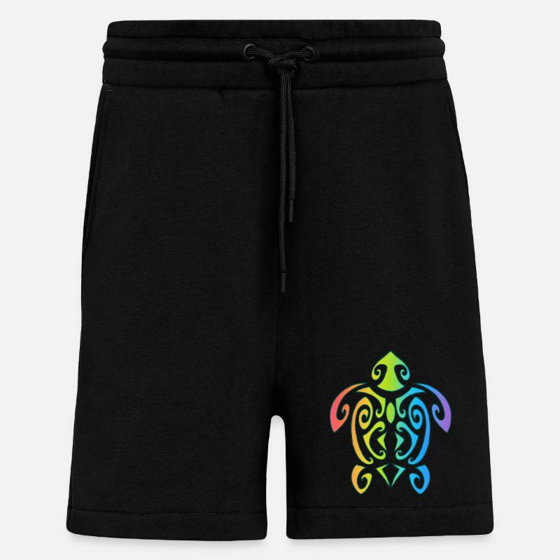 Rainbow Polynesian Turtle - Shorts - made by SPREAD - SOLID BLACK