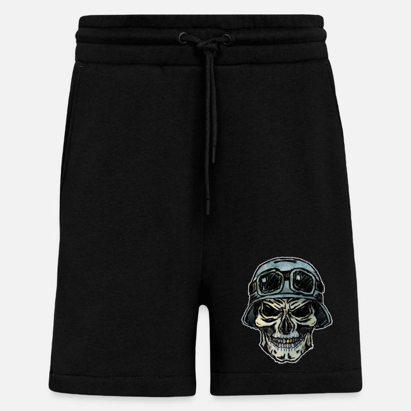 Crazy Biker Totenkopf mit Helm - Shorts - made by SPREAD - SOLID BLACK