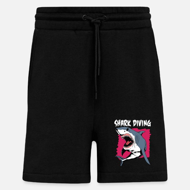 Shark Diving | Plongée Avec Les Requins - Short bio décontracté fabriqué en UE - SOLID BLACK