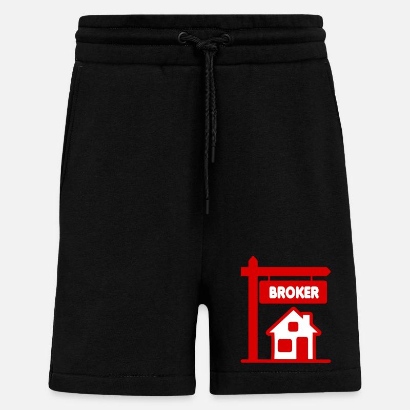 Maklerhäuschen mit Text BROKER - Shorts - made by SPREAD - SOLID BLACK