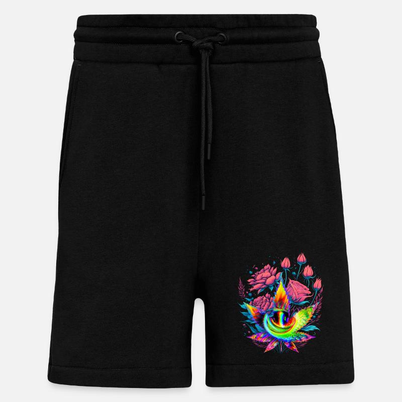 Psychedelisches Cannabisblatt mit Drachenauge - Shorts - made by SPREAD - SOLID BLACK