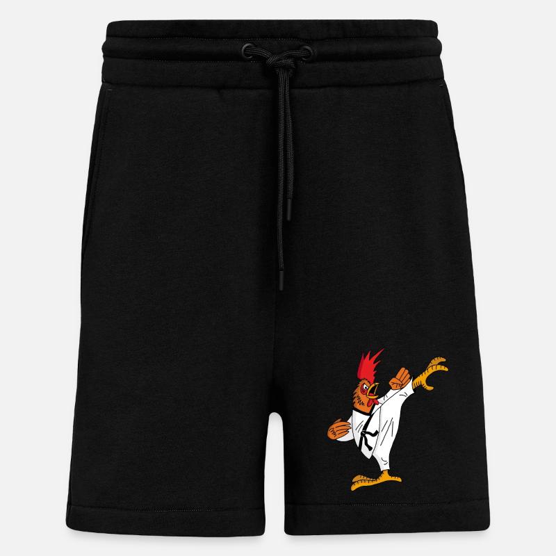 Coq et karaté - Short bio décontracté fabriqué en UE - SOLID BLACK